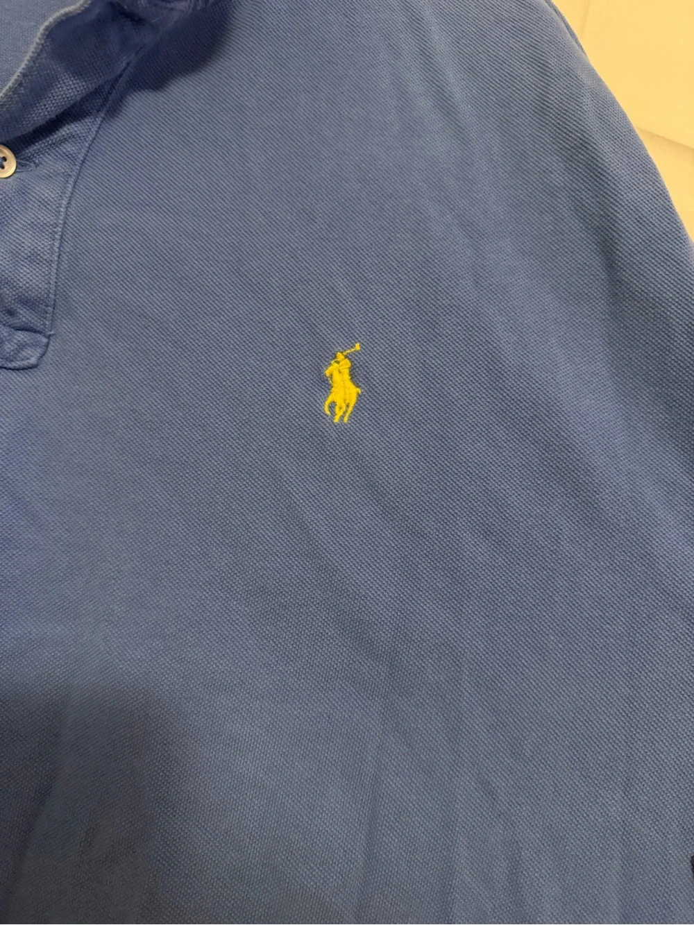 Polo Ralph Lauren Polo Shirt XXL Tall Blue Yellow Pony Short Sleeve Cotton Pique